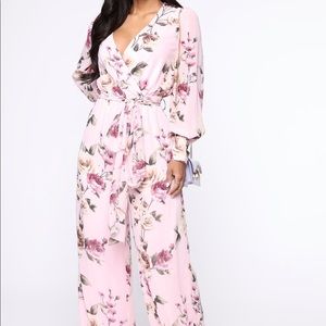 Pink floral jumpsuit